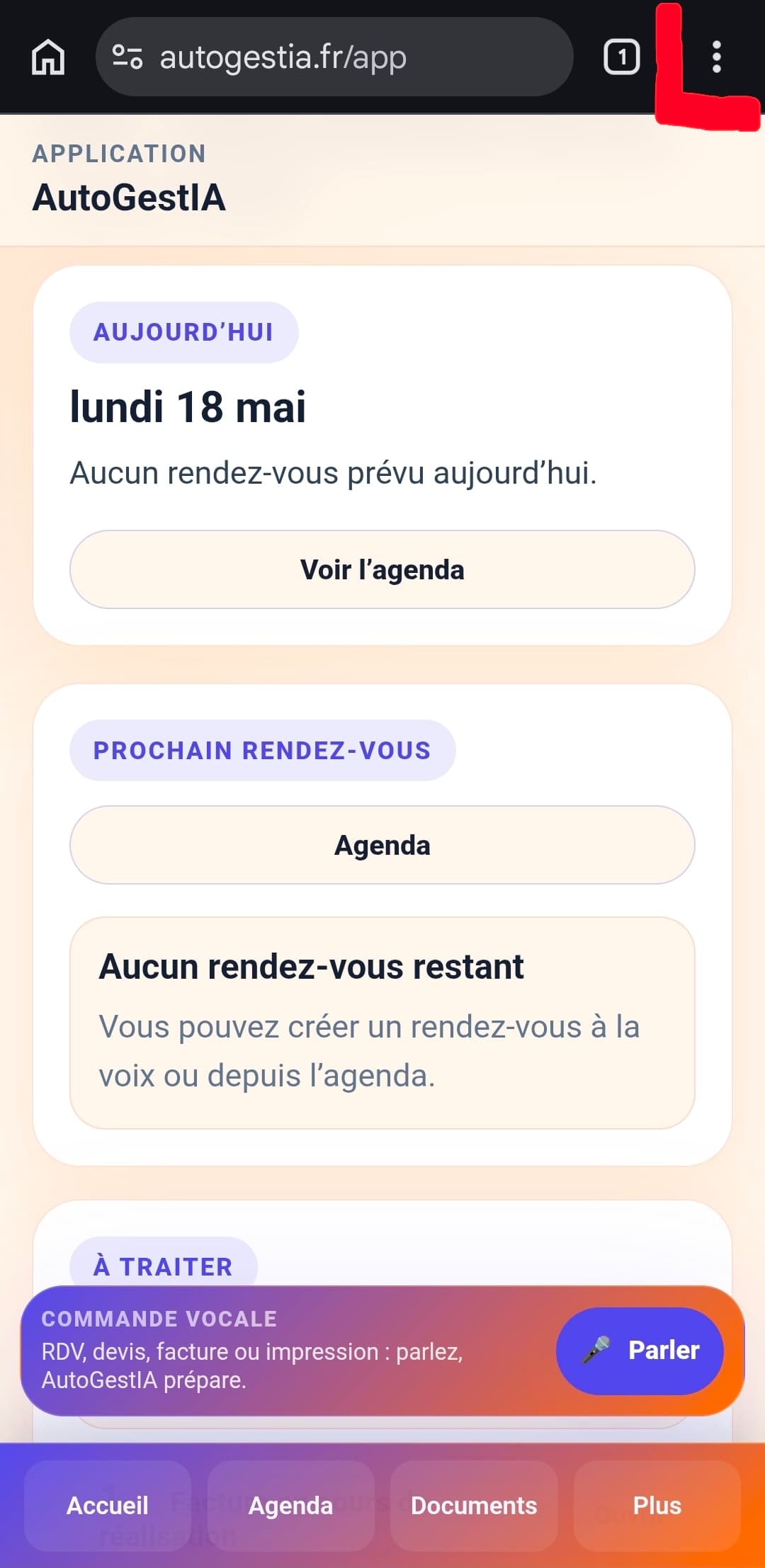 Ouvrez le menu du navigateur